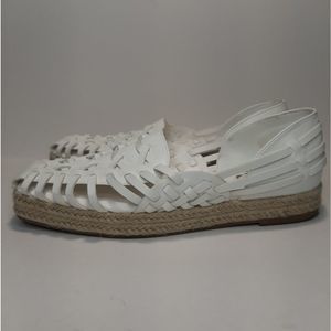 Sam & Libby Asha Esperdilla Huarache Sandals Women's 8.5 White Woven Jute